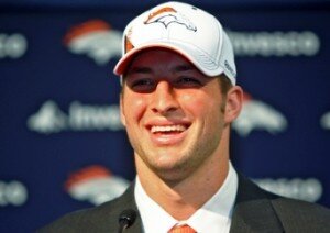 Tebow says, First, I would like to thank my Lord and Savior Jesus Christ."